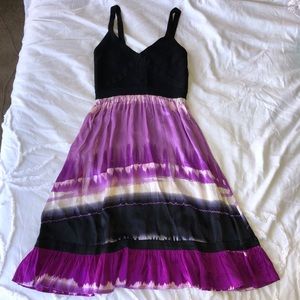 Bebe Purple silky watercolor print dress